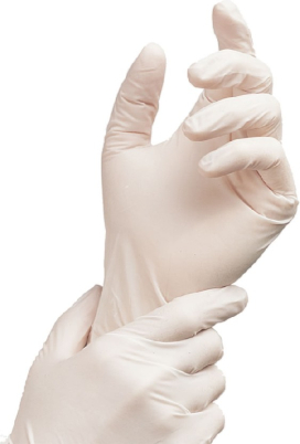 Rukavice latex bílé "L" pudrované, 100ks