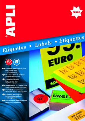 samolepicí etikety fluorescenční 60 mm, 20 listů, žluté, 240 ks - APLI